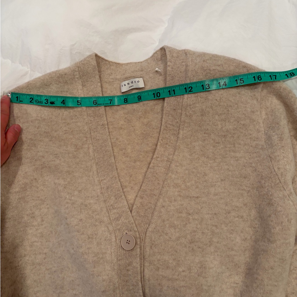 Sandro Beige V-Neck Buttoned Cardigan